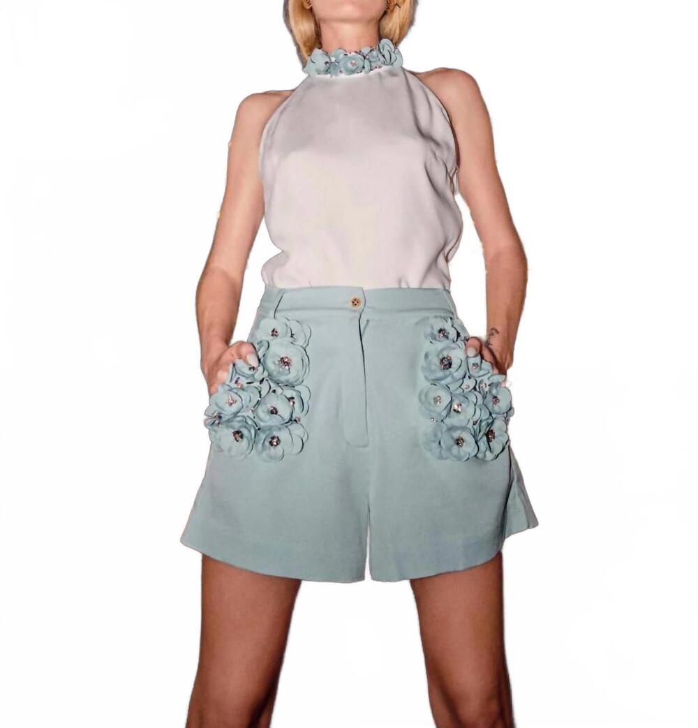 NEW LA FUORI rozina flora shorts in blue
